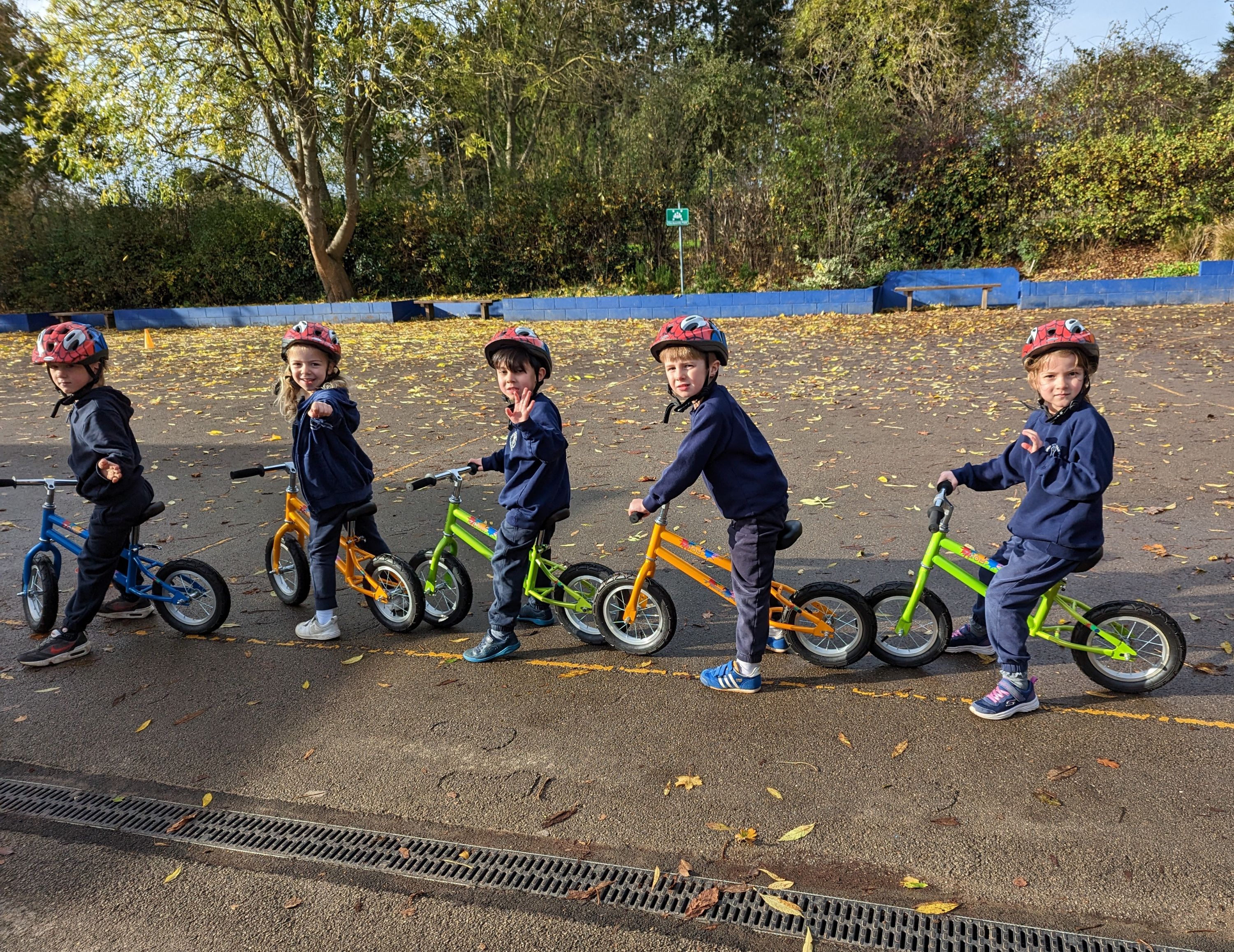Mini Bikers pupils on their balance bikes